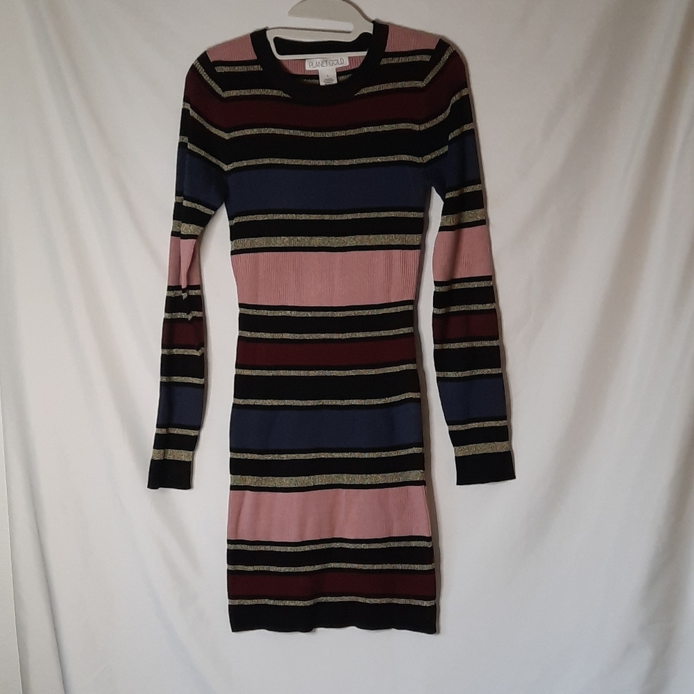 Planet Gold Multi Colored Sweater Dress
